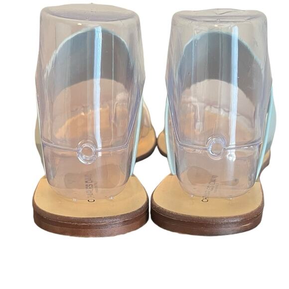 CHARLES DAVID Ama Robin Egg Blue/White Minimalist Made in Italy Flat Sandal Sz 8 - Picture 4 of 7